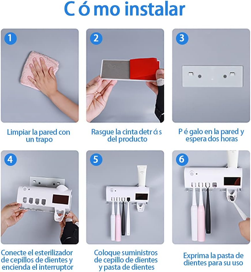 PORTACEPILLOS DE DIENTES CON ESTERILIZACION UV