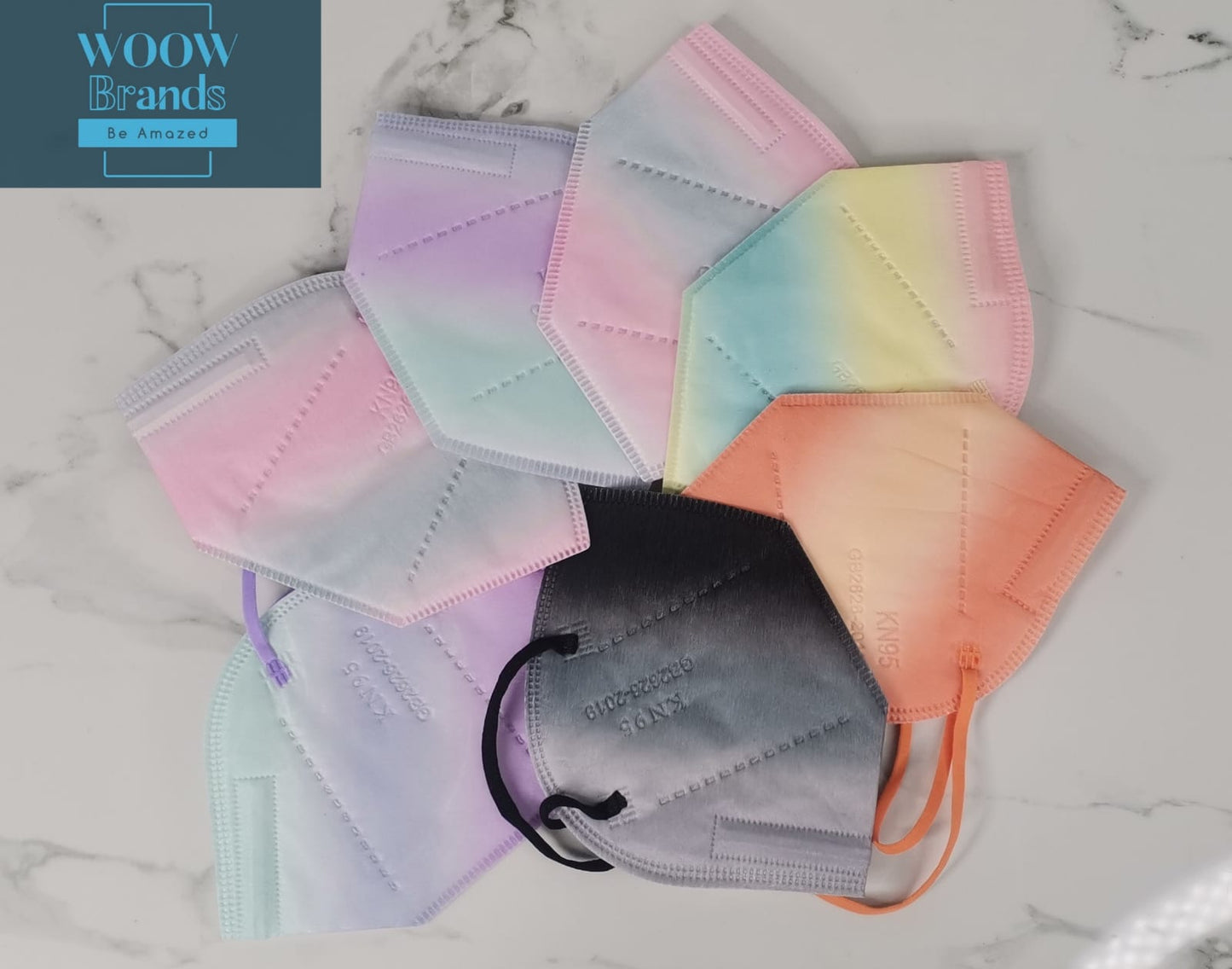 Cubrebocas KN95 SIN Valvula Multicolor difuminado Adulto 10 pzas