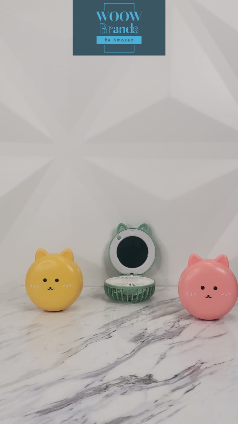 Espejo Maquillaje Luz Ventilador Gato
