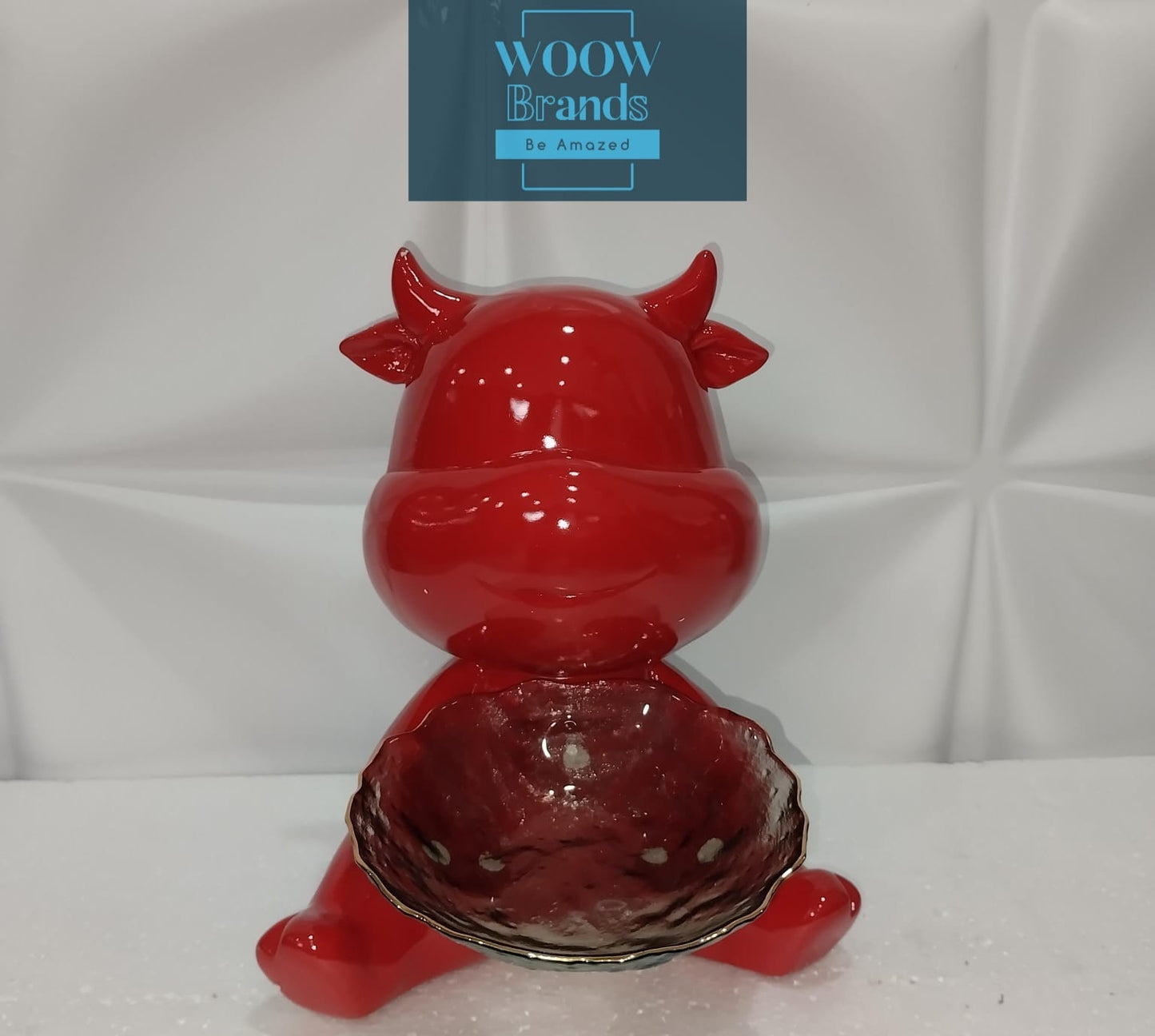 VAQUITA ROJA CON PLATO DE VIDRIO