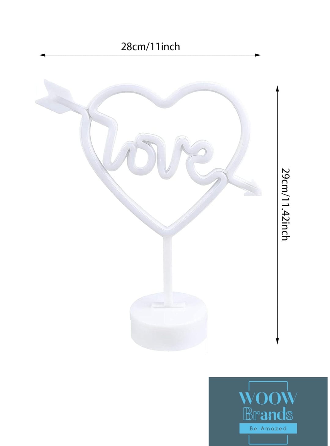 Letrero de neón con forma de corazón, luz LED