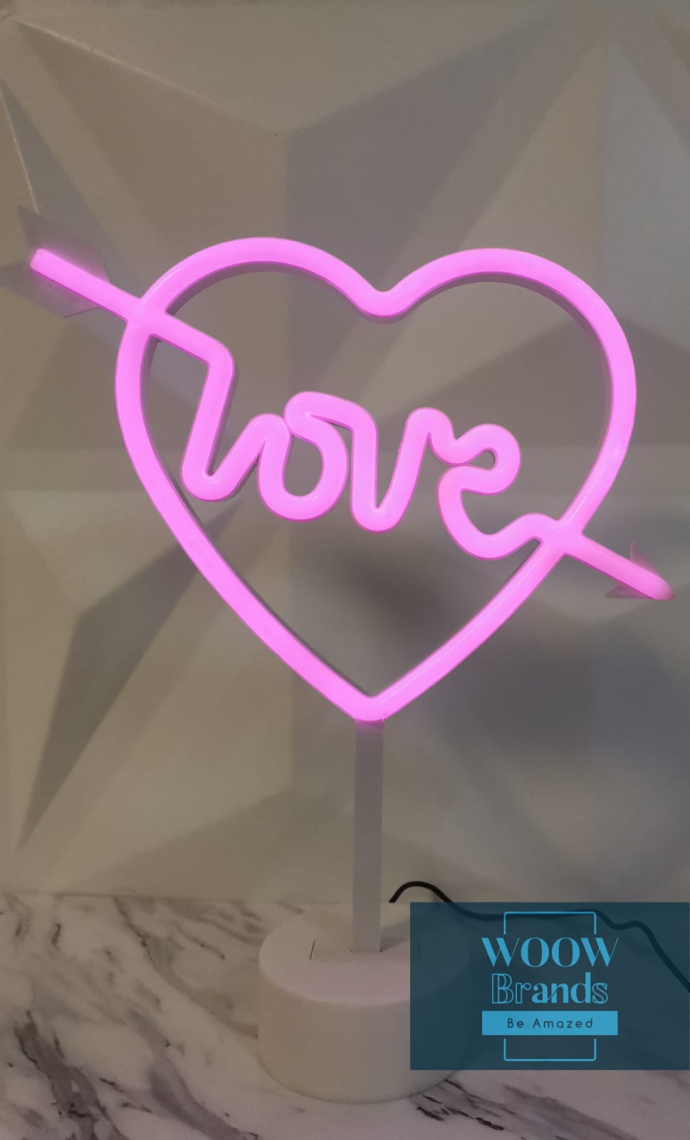 Letrero de neón con forma de corazón, luz LED