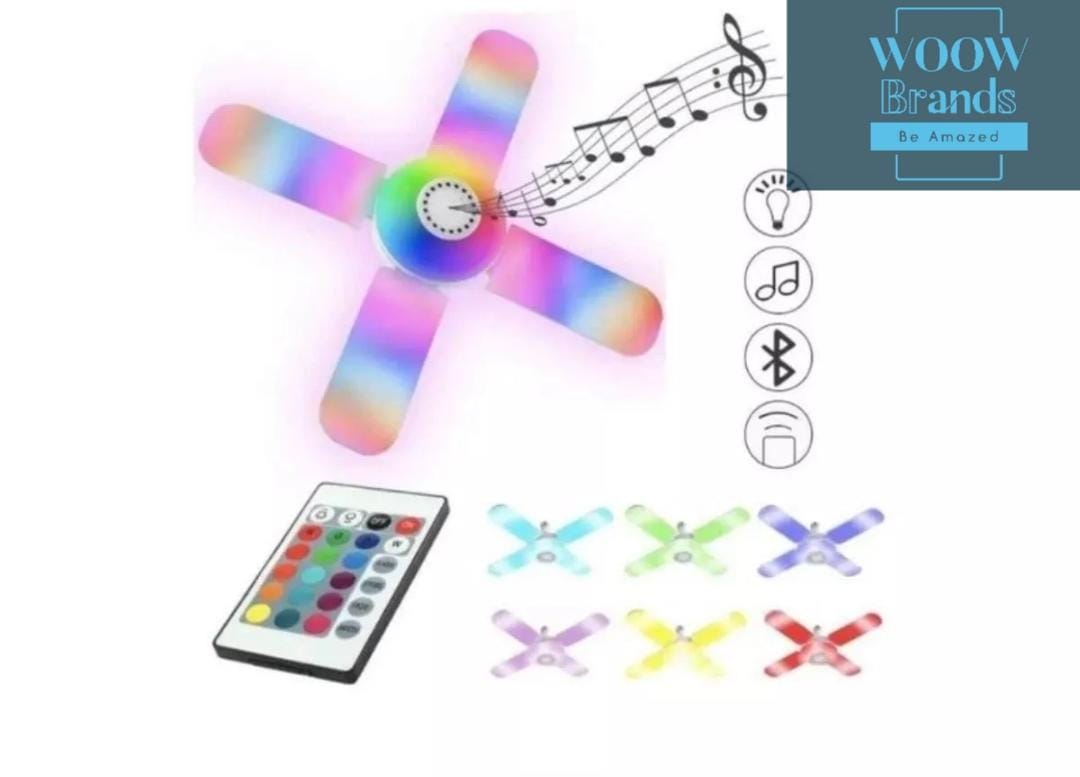 Foco lampara Bluetooth Con Control Remoto 4 Aspas Color Blanco