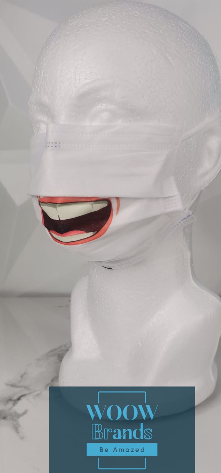 Cubrebocas Tricapa plisado diseños boca labios dientes 10pzas