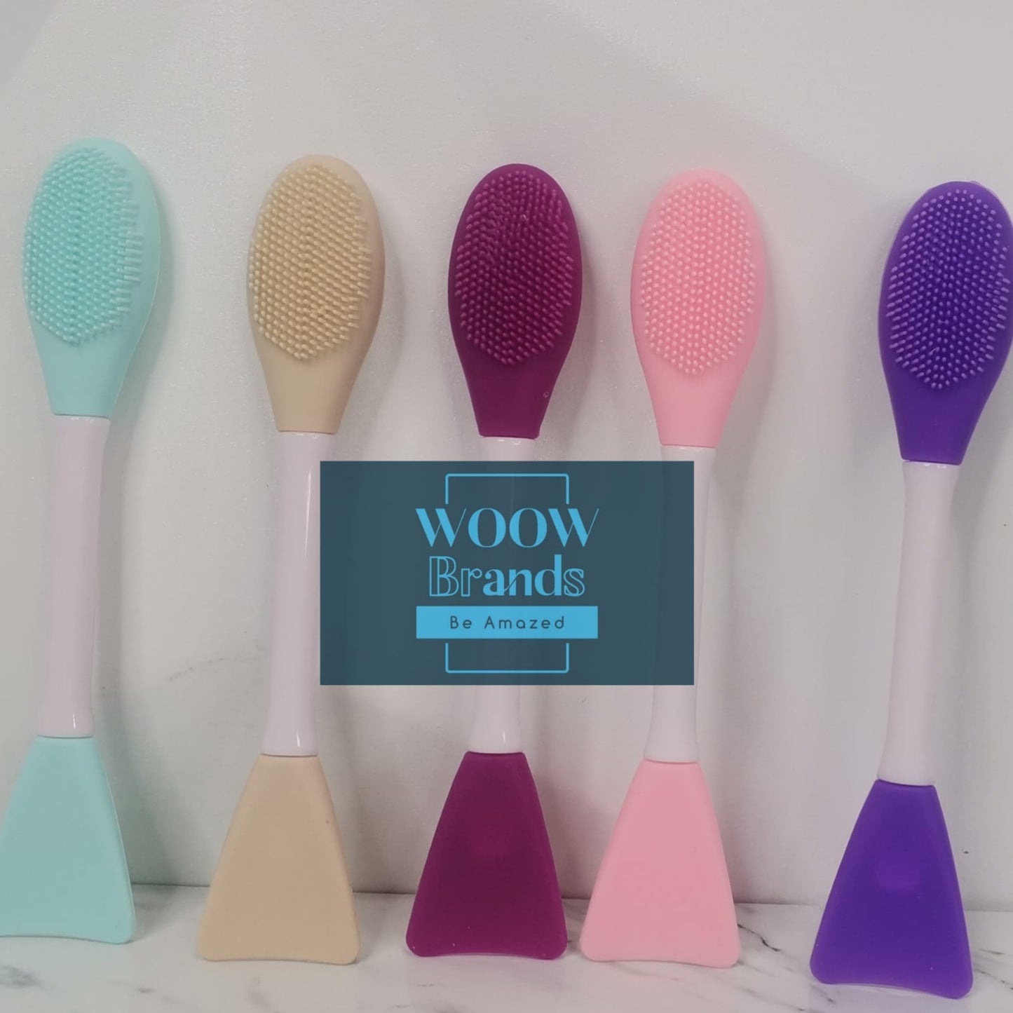 Cepillo doble Exfoliante / Espátula Limpiador Facial Silicona
