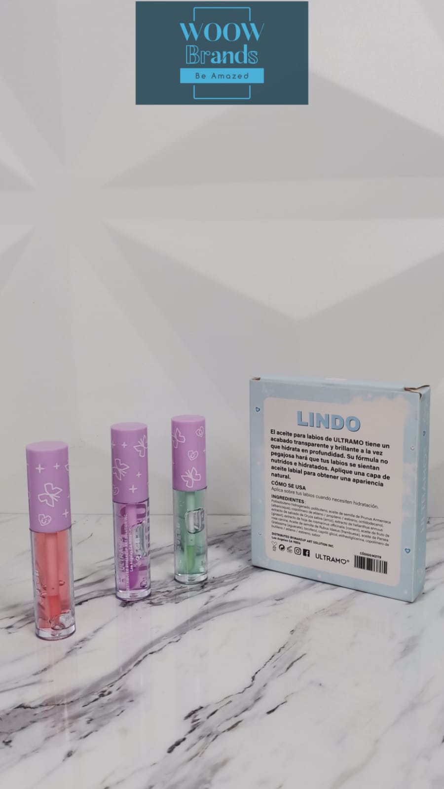 Brillo labial lindo Caja c/3pzas
