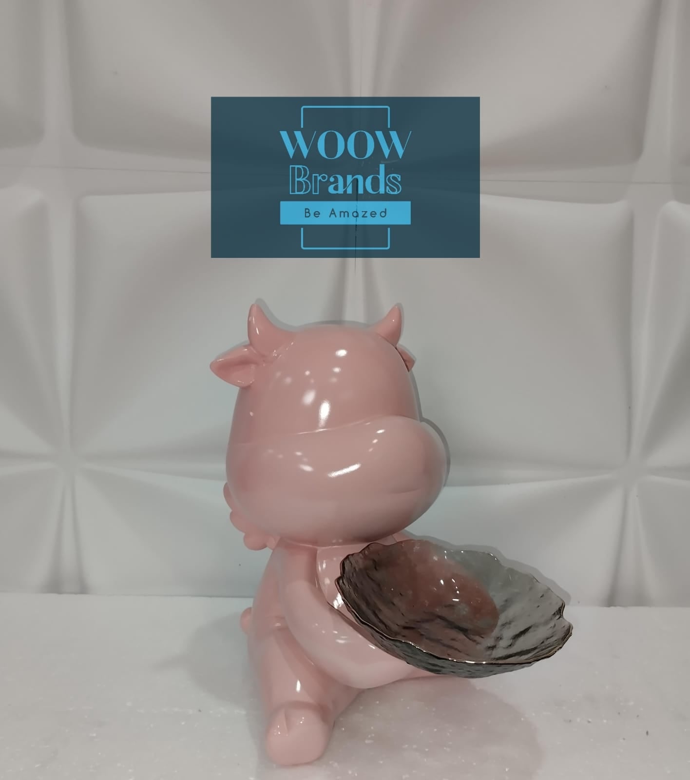 VAQUITA ROSA CON PLATO DE VIDRIO