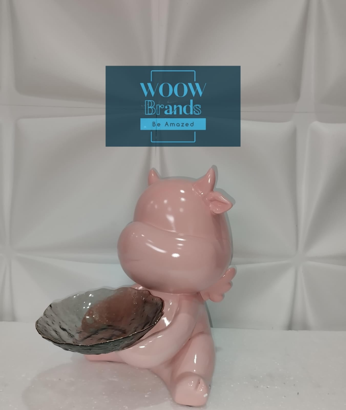 VAQUITA ROSA CON PLATO DE VIDRIO