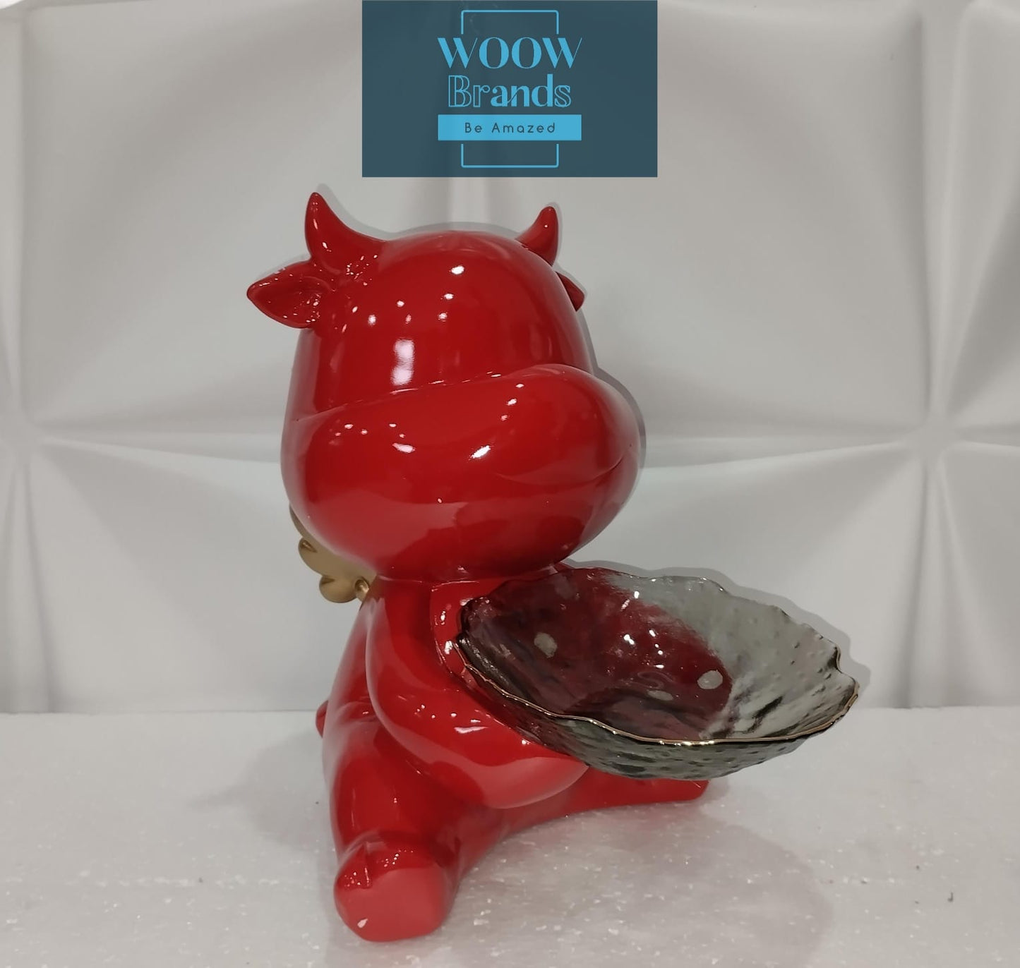 VAQUITA ROJA CON PLATO DE VIDRIO