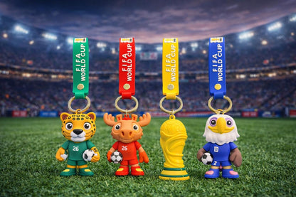 KIT 4 piezas Llaveros Oficial Mascota Mundial 2026 – Figura de Silicon con Argolla (Trofeo, Zayu, Maple o Clutch)