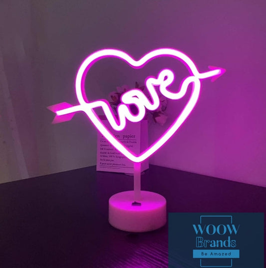 Letrero de neón con forma de corazón, luz LED