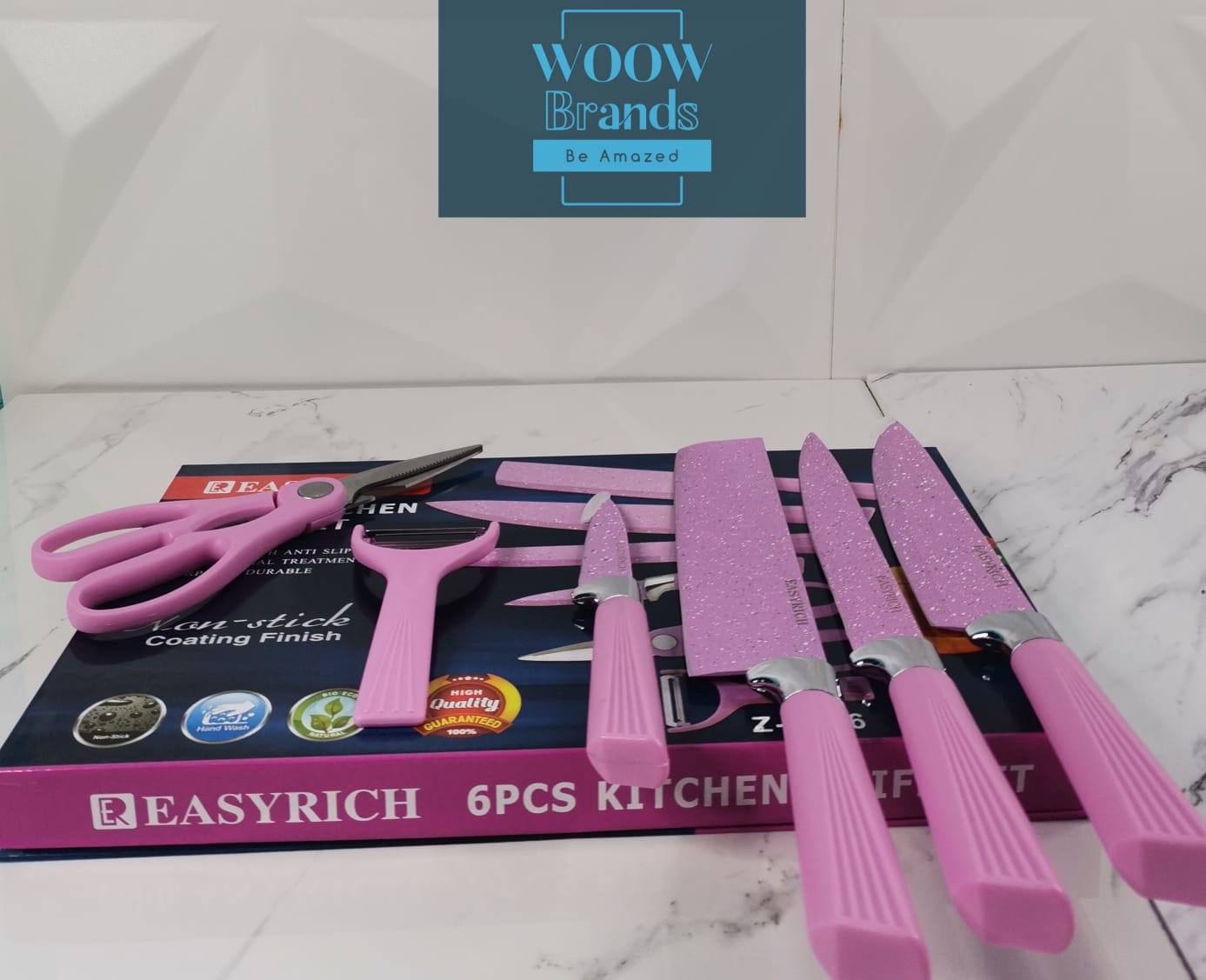 Juego de cuchillos de cocina de 6 piezas Rosa