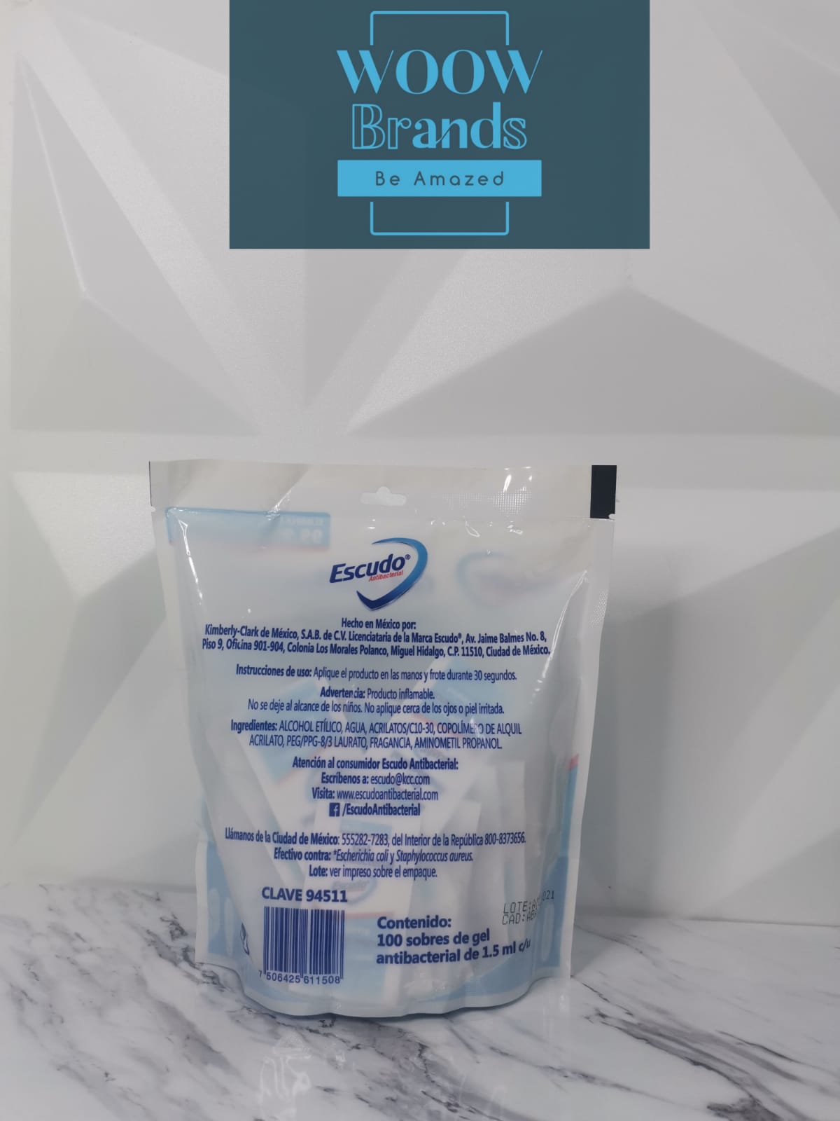 Gel Antibacterial Desinfectante Escudo Paquete C/100 Sobres